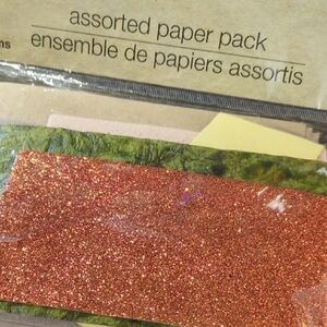 Assorted Paper Pack with Glittering Orange Sheet
